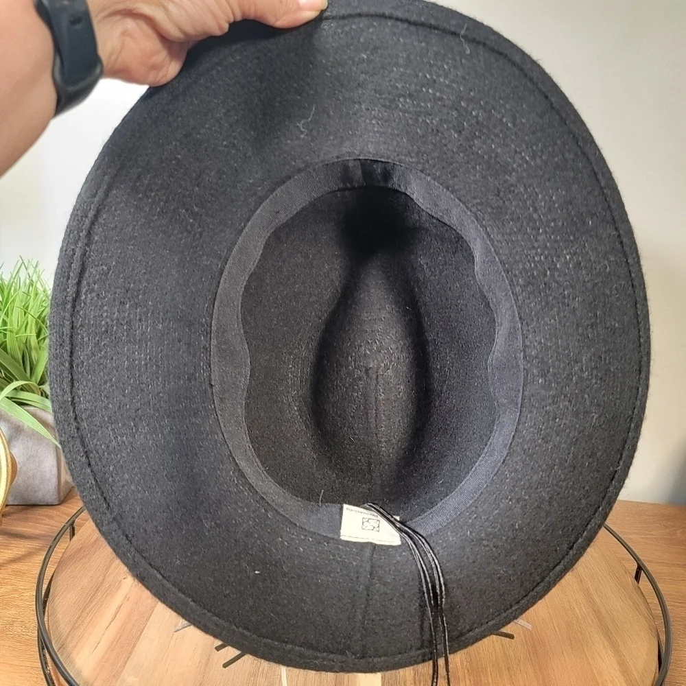 Pretty Persuasions Black wool blend Wide Brim Fedora Winter Hat Women's OS